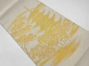 リサイクル　綴れ本金箔24K東寺風景模様織出し袋帯
